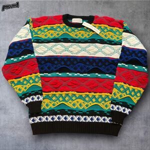 Chapel Hill Sweater Mens Large Multicolor 3D Textured Knit Crewneck Pullover